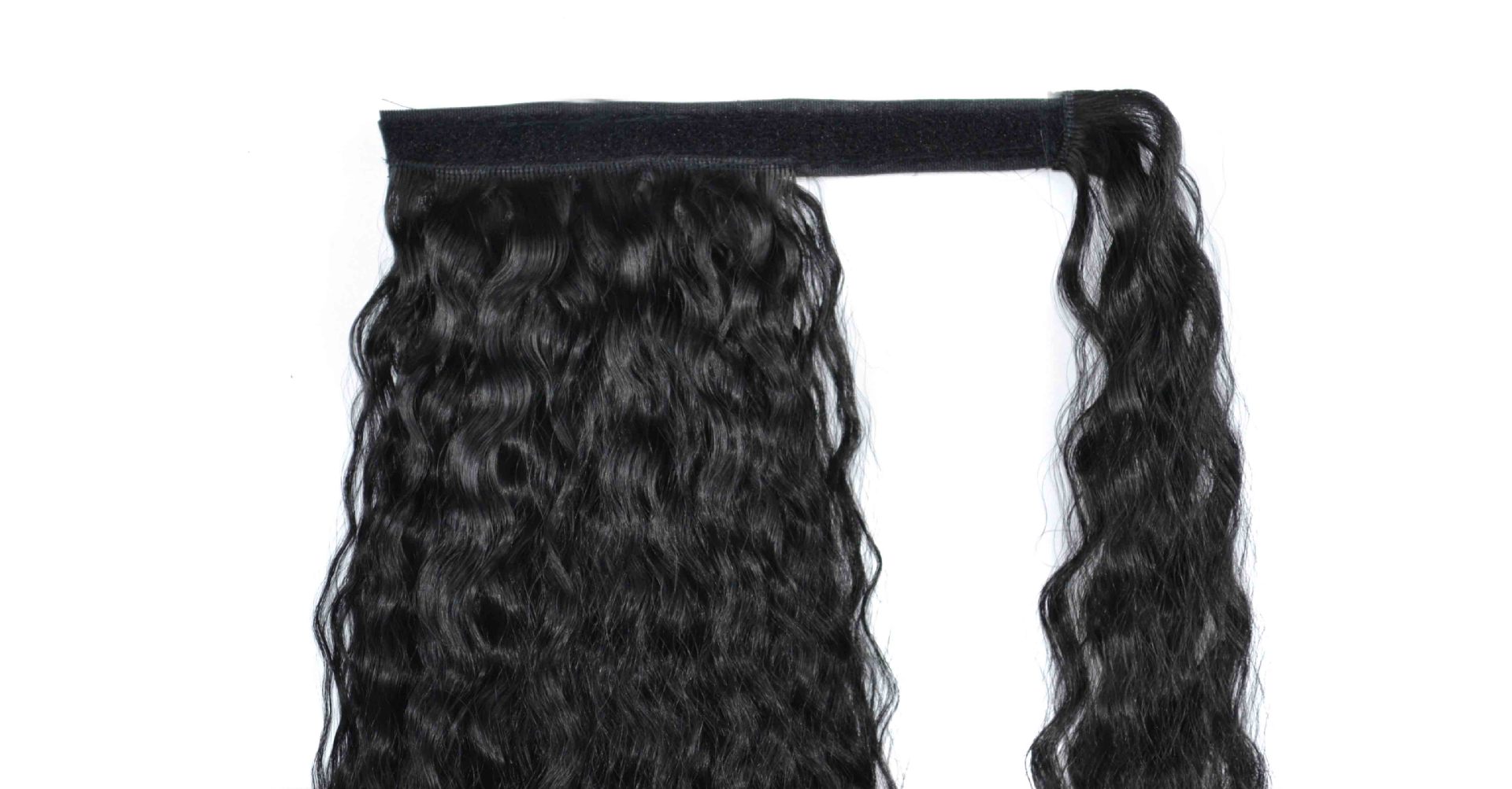 Magic tape corn tassel ponytail, magic tape corn silk long curly wig ponytail curly ponytail 1 B 22 inch