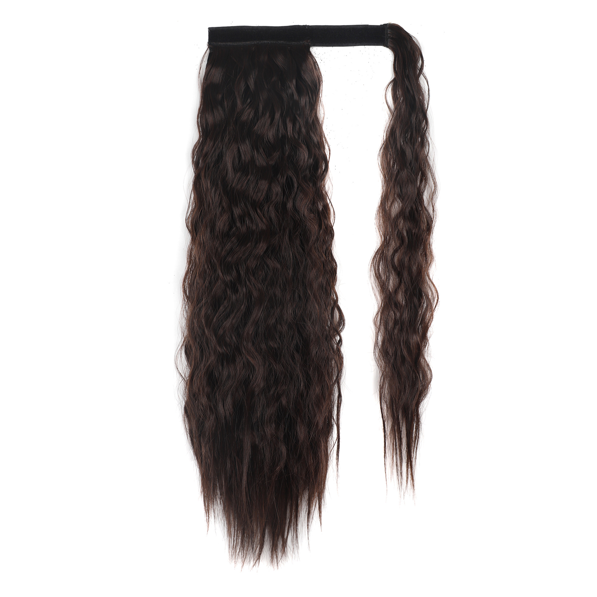 Magic tape corn tassel ponytail, magic tape corn silk long curly wig ponytail curly ponytail 1 B 22 inch