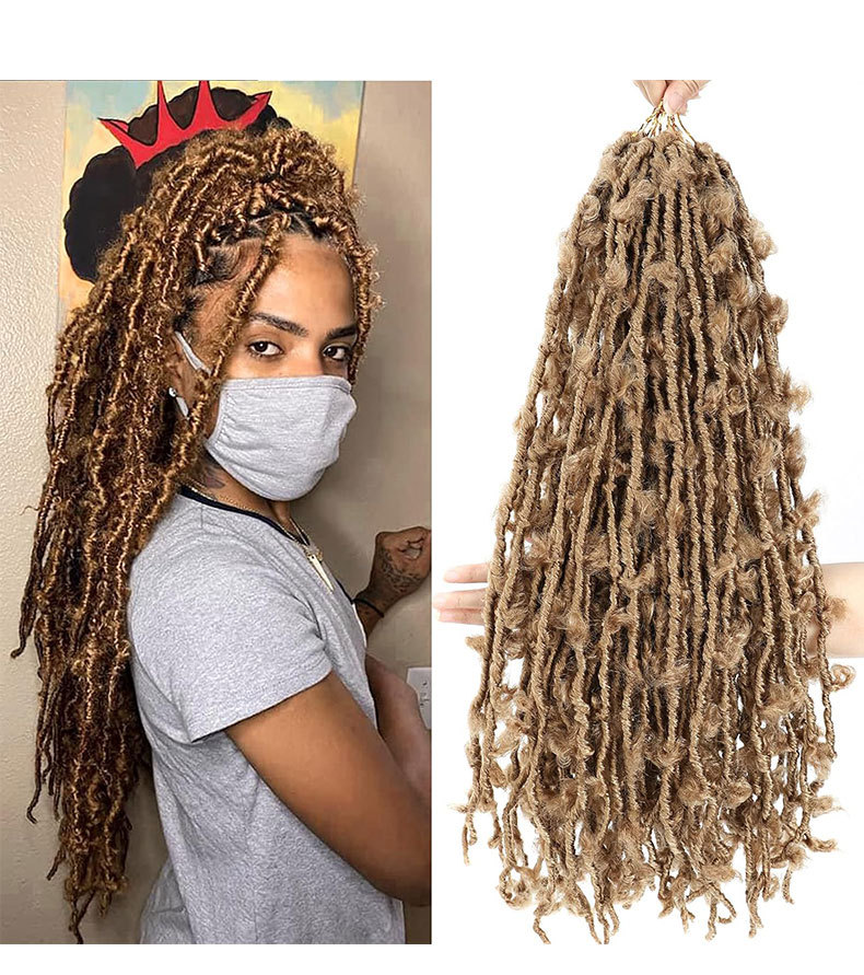 Long Curly Hair Butterfly Locs Crochet Hair Goddess Dirty Braids Synthetic hair Wig 1 B 12 inch
