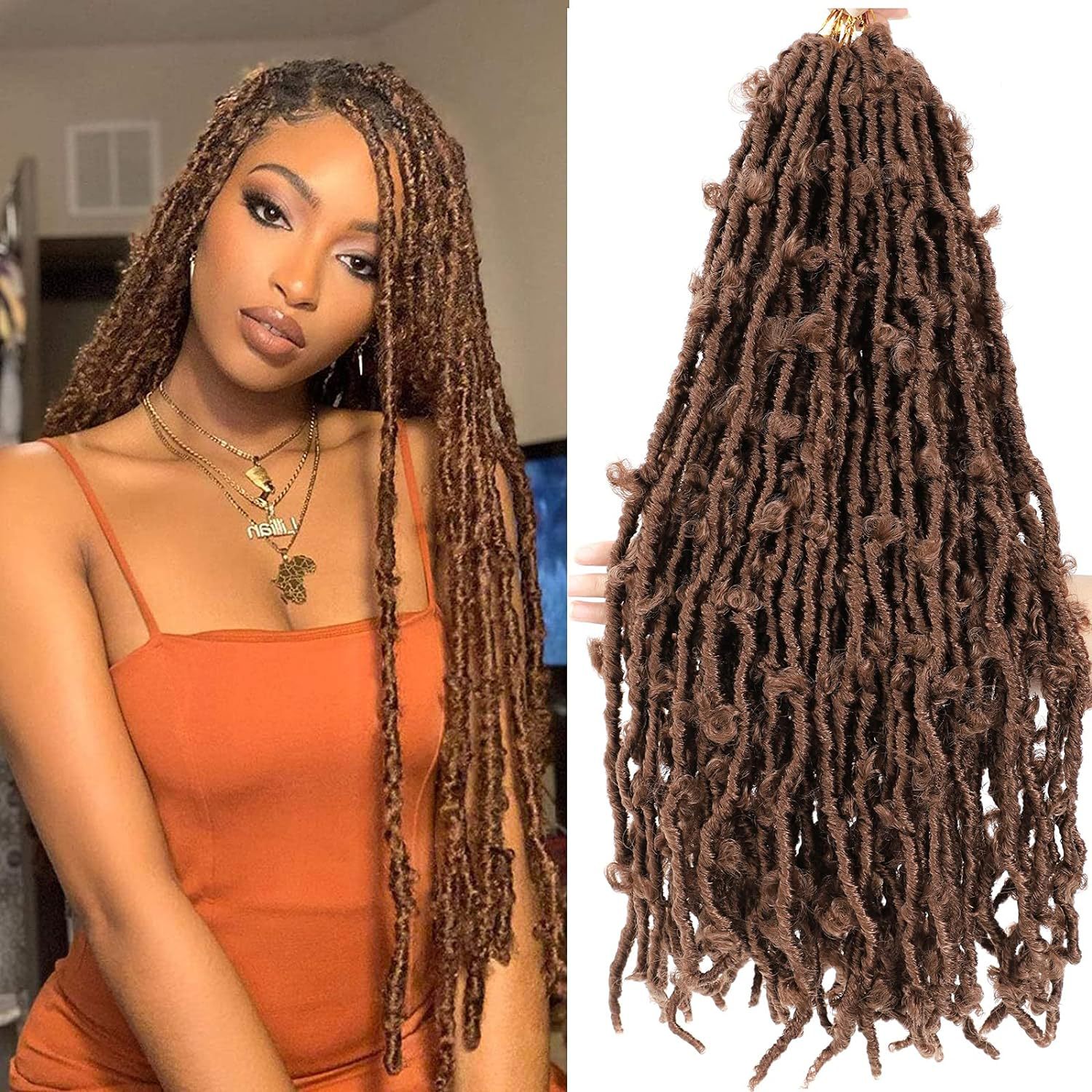 Long Curly Hair Butterfly Locs Crochet Hair Goddess Dirty Braids Synthetic hair Wig 1 B 12 inch