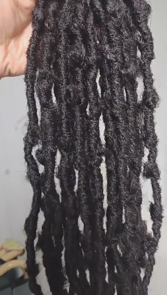 Long Curly Hair Butterfly Locs Crochet Hair Goddess Dirty Braids Synthetic hair Wig 1 B 12 inch