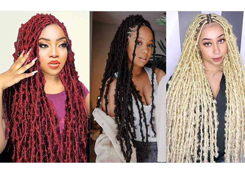 Long Curly Hair Butterfly Locs Crochet Hair Goddess Dirty Braids Synthetic hair Wig 1 B 12 inch