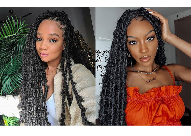 Long Curly Hair Butterfly Locs Crochet Hair Goddess Dirty Braids Synthetic hair Wig 1 B 12 inch