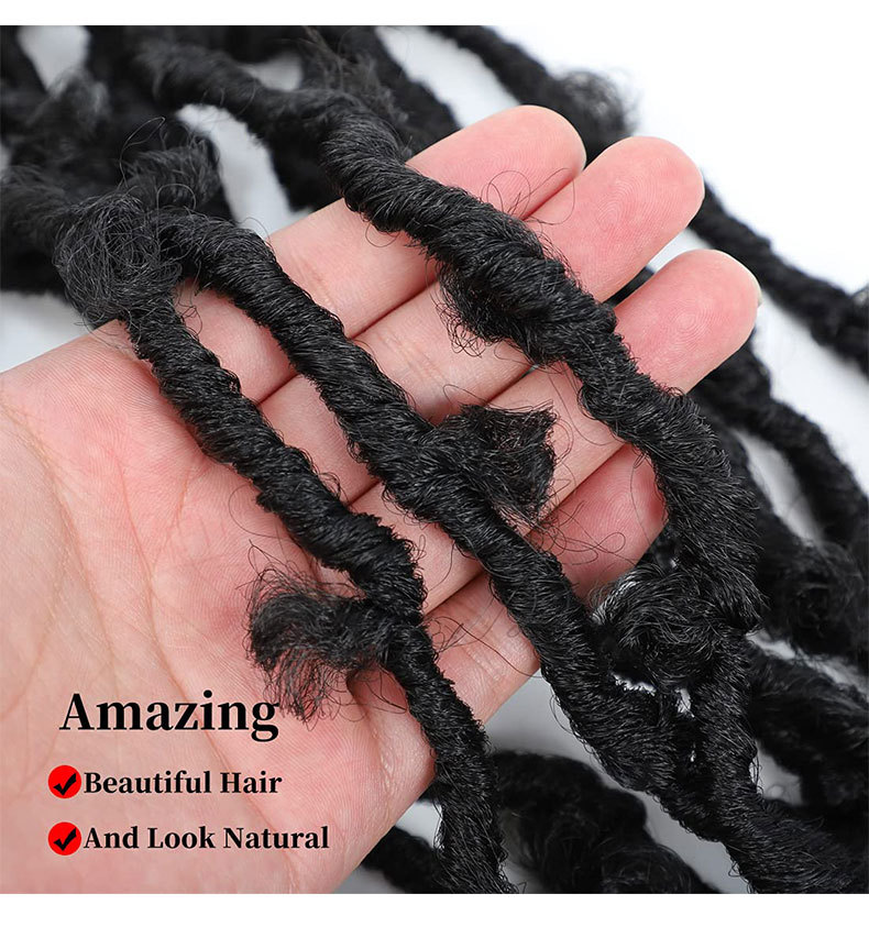 Long Curly Hair Butterfly Locs Crochet Hair Goddess Dirty Braids Synthetic hair Wig 1 B 12 inch