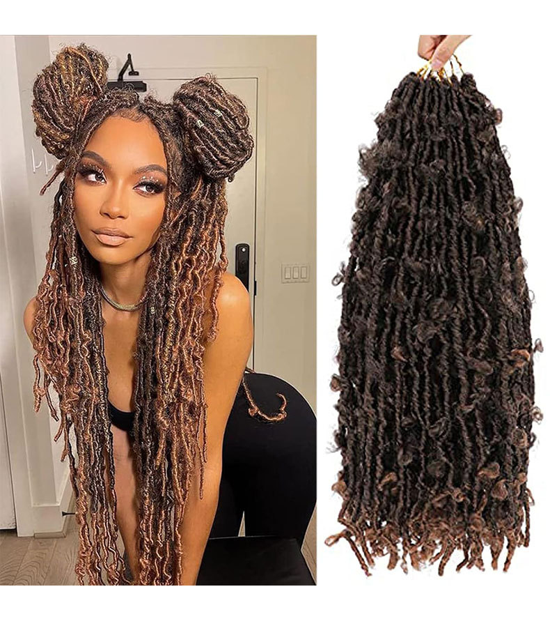 Long Curly Hair Butterfly Locs Crochet Hair Goddess Dirty Braids Synthetic hair Wig 1 B 12 inch