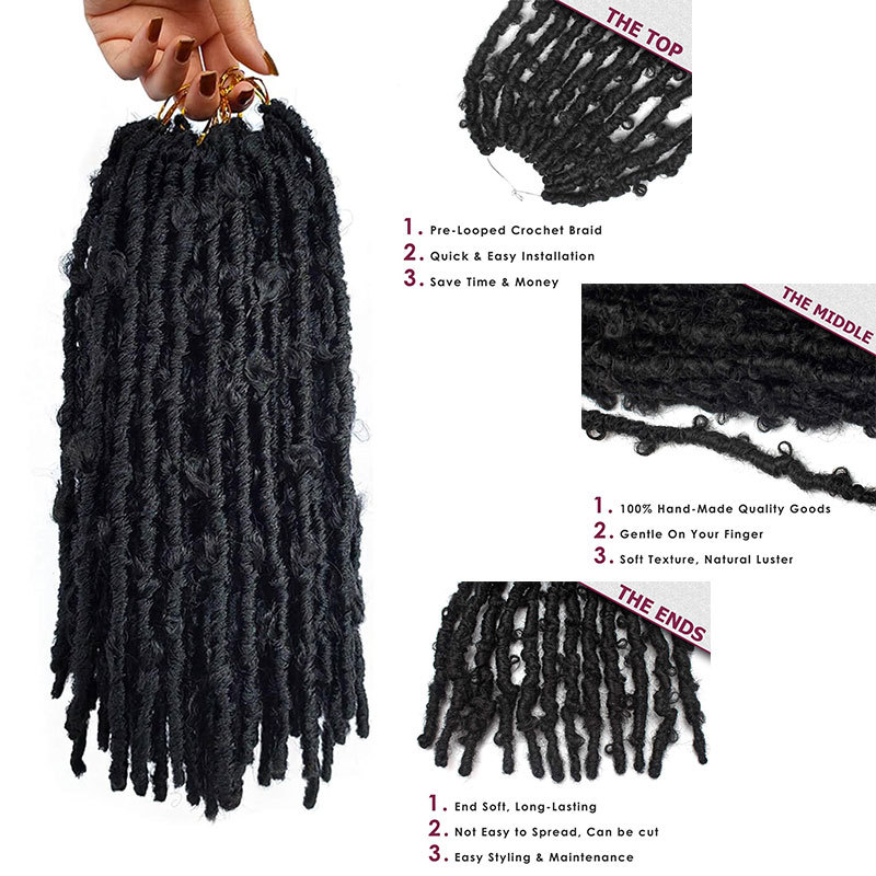 Butterfly Locs Soft Locs Crochet Braids Handmade Prelooped Pretwisted Hair Extension Hair Tresses 1 B 14 inch