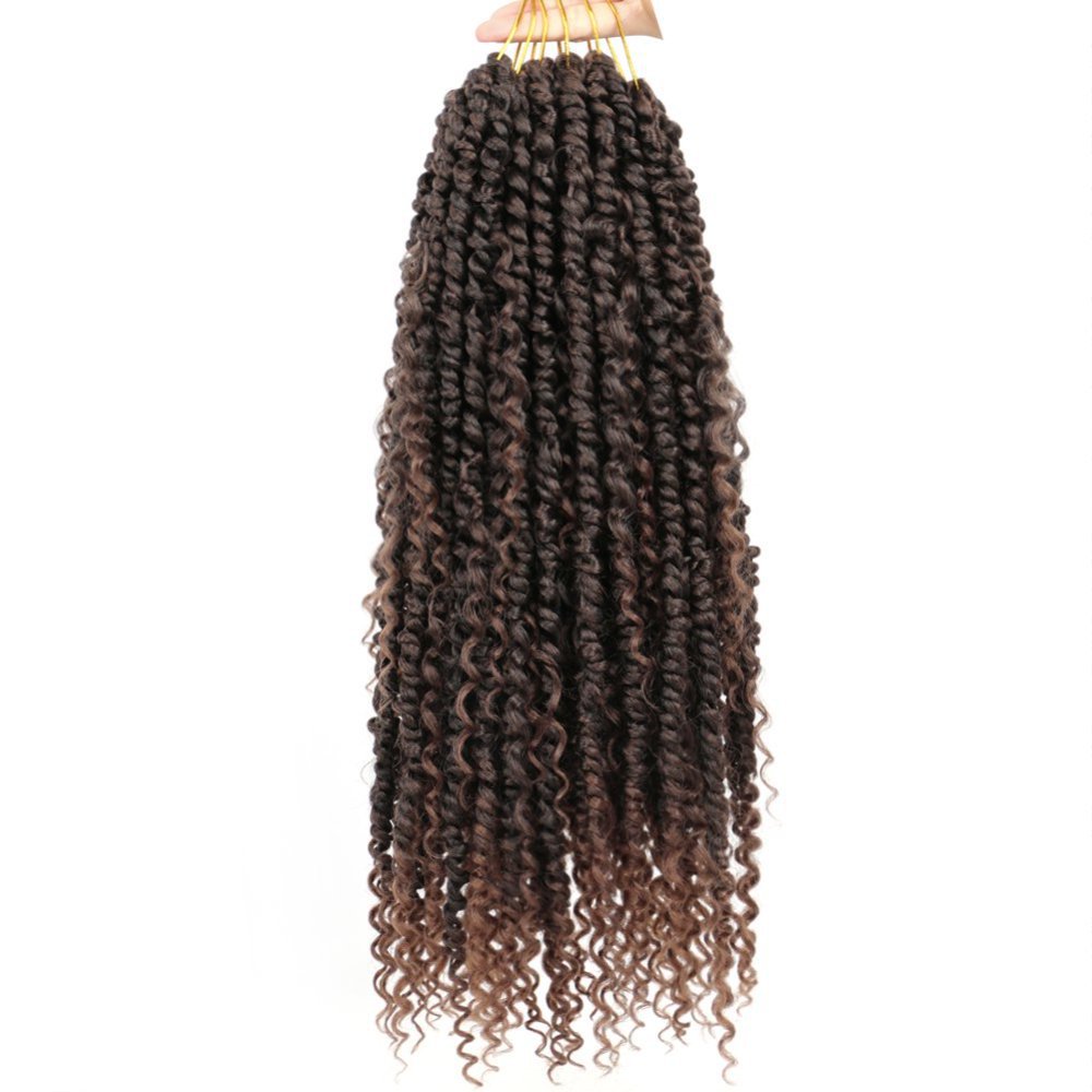 Afro Water Wave Passion Twist Locs Crochet Braiding Pre Twisted Passion Twist Hair Curly Ends Hair Braid 1B 10 inch