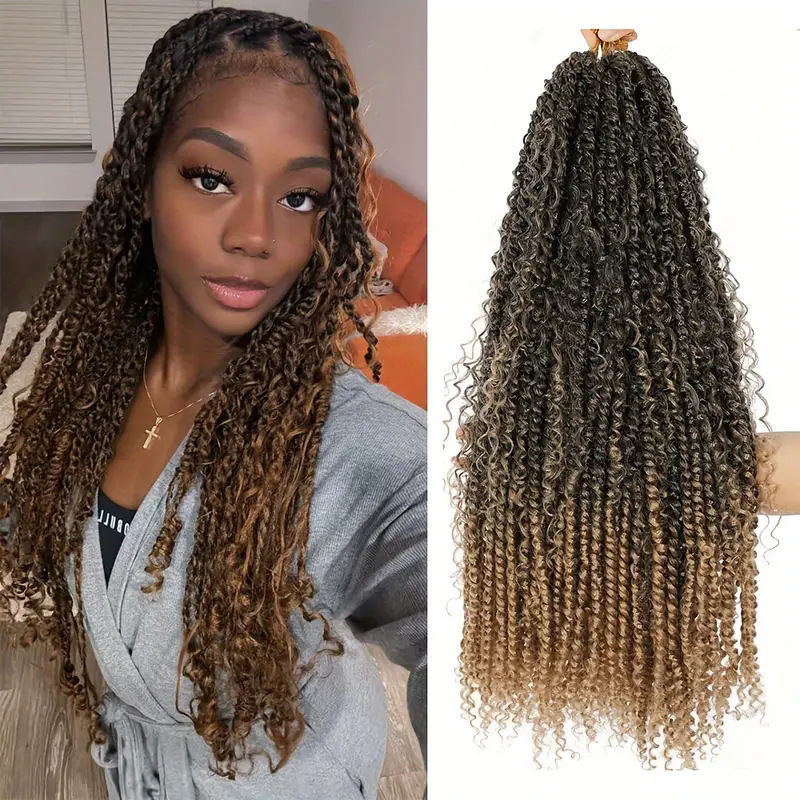 Afro Water Wave Passion Twist Locs Crochet Braiding Pre Twisted Passion Twist Hair Curly Ends Hair Braid 1B 10 inch