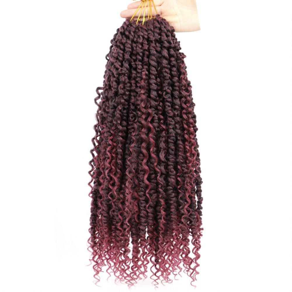 Afro Water Wave Passion Twist Locs Crochet Braiding Pre Twisted Passion Twist Hair Curly Ends Hair Braid 1B 10 inch