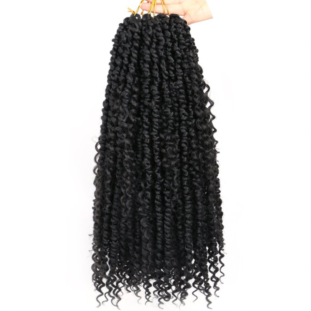 Afro Water Wave Passion Twist Locs Crochet Braiding Pre Twisted Passion Twist Hair Curly Ends Hair Braid 1B 10 inch