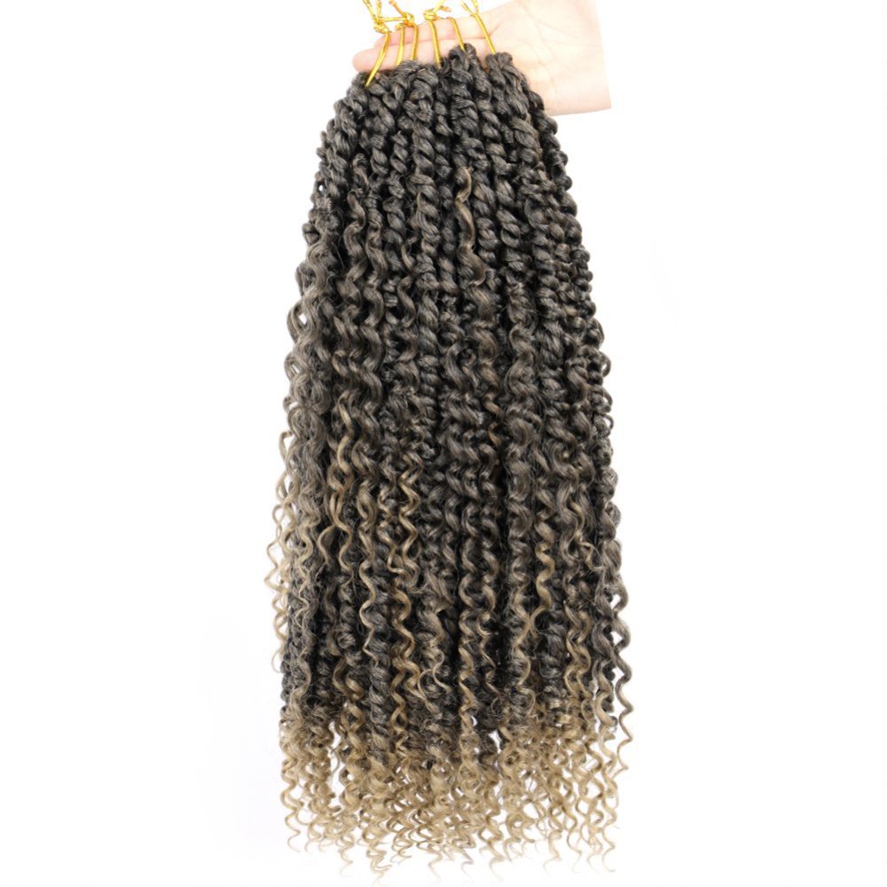 Afro Water Wave Passion Twist Locs Crochet Braiding Pre Twisted Passion Twist Hair Curly Ends Hair Braid 1B 10 inch