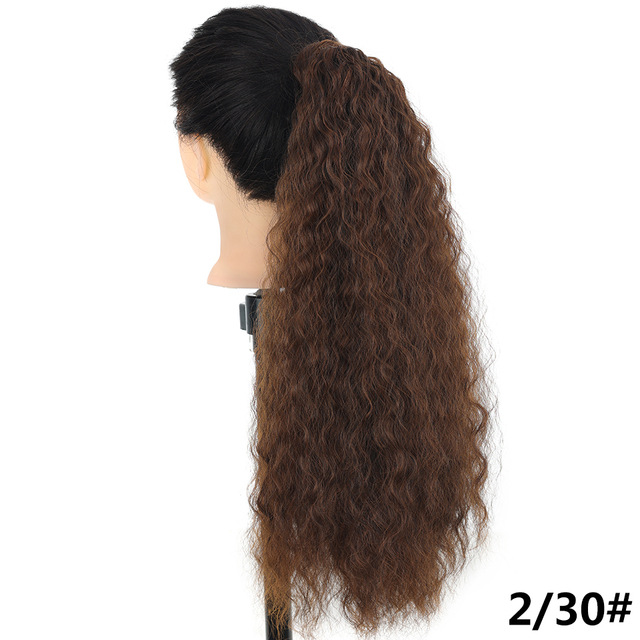 Women's Synthetic Hair Wig Medium-Long Length Thick Volume Cornrow Texture Magic Tape Fluffy Ponytail 1B 22 inch