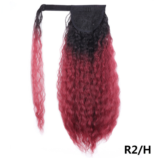 Women's Synthetic Hair Wig Medium-Long Length Thick Volume Cornrow Texture Magic Tape Fluffy Ponytail 1B 22 inch