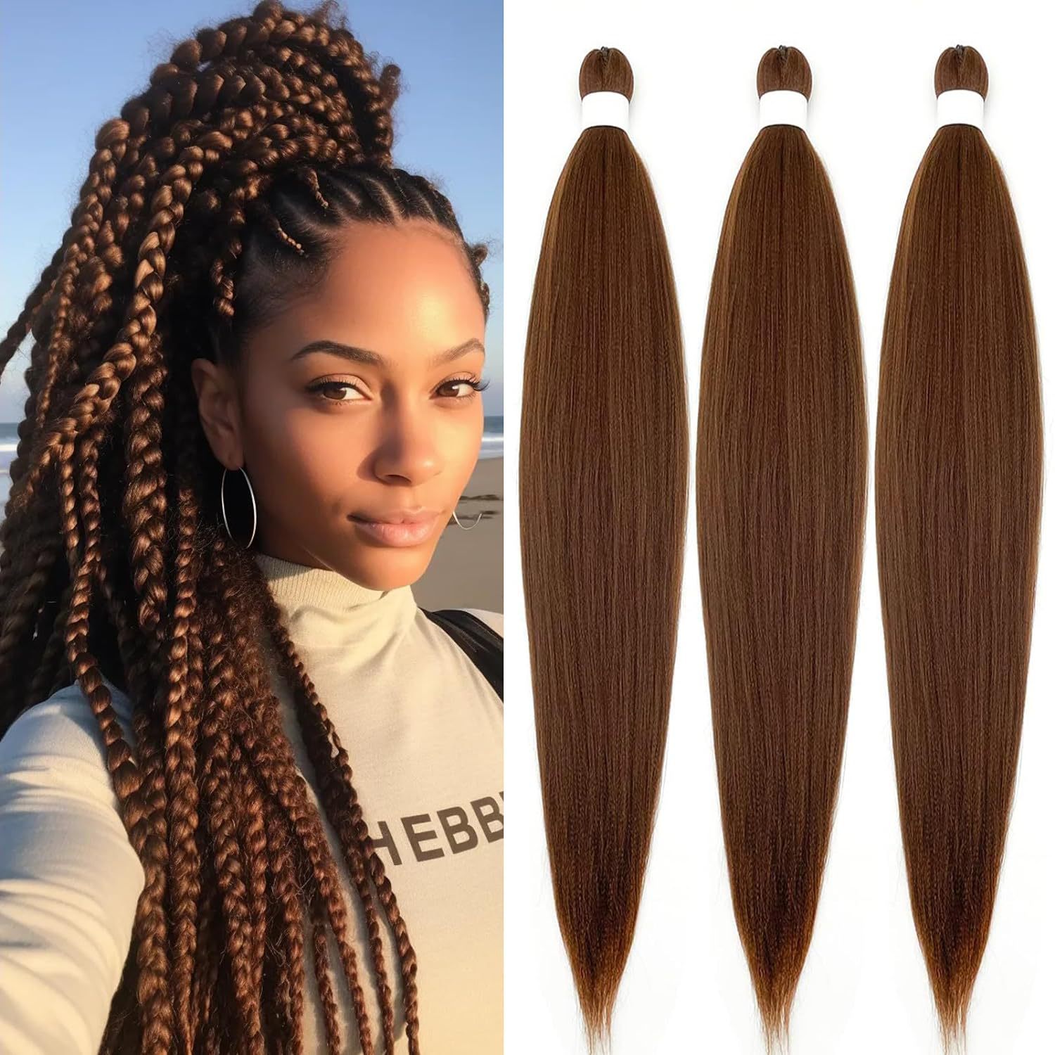 Wholesale Pre-Stretched Braiding Hair Ombre Color Synthetic Extensions EZ Pre-Stretched Braiding Layered End Easy Braids Single 1B 16 inch