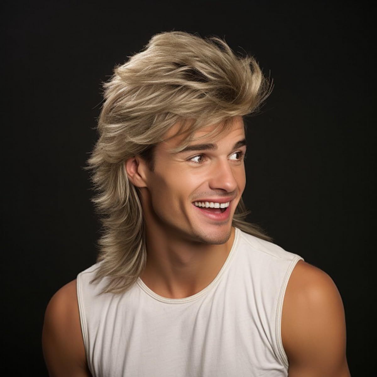 Cross border European and American wig hair fashionable men's wig fluffy short hair mechanism synthetic wig headband men'swig black 8-inch