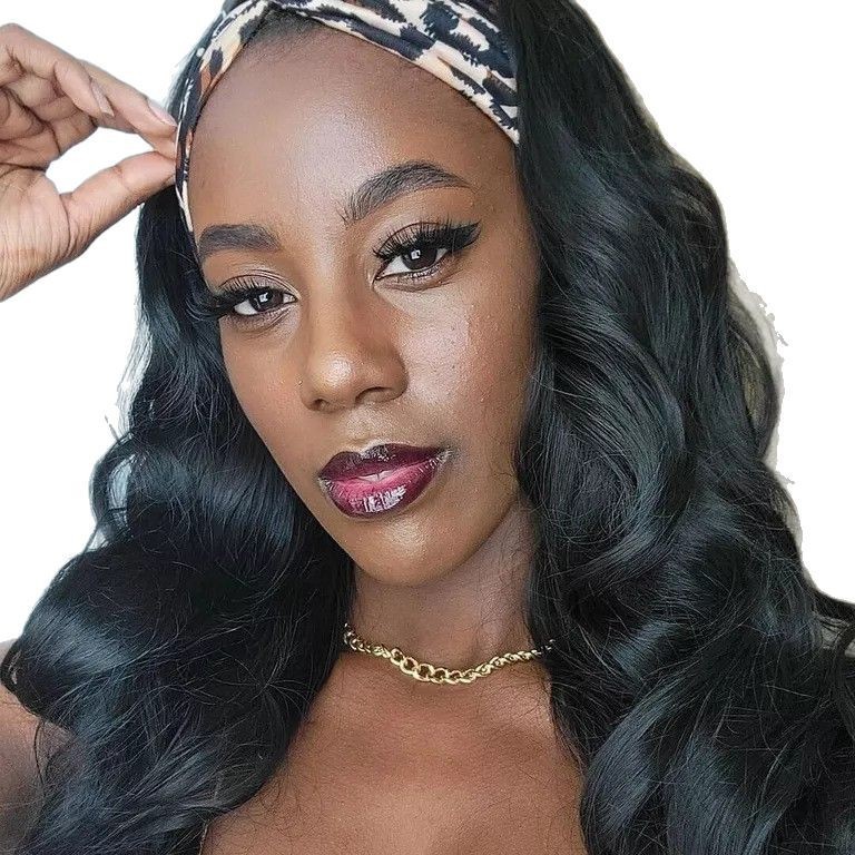 Cross border headscarf wig, women's long curly hair, European and American big wave ice silk headband, fake headband wig wholesale Style_1 26 inches