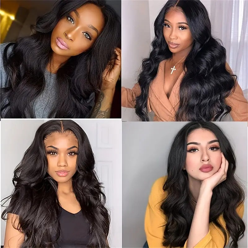 European and American black medium split large wavy curly black high temperature silk front lace synthetic hair cover wig foreign trade black 18 inch