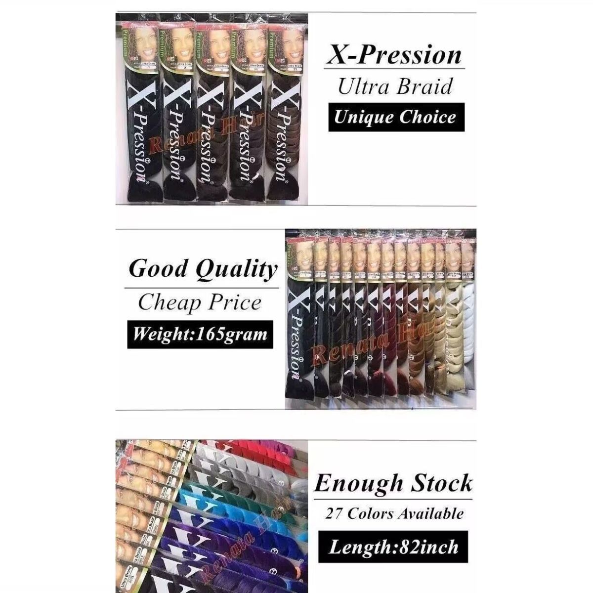 41INCH Xpression Braids Hair Extension Twist Jumbo Braids color 1 long