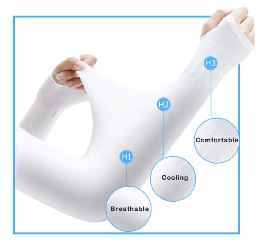 UV Sun Protection Arm Sleeves Cooling Sleeves For Outdoor Sports Basketball Warmers Cuffs Arm Covers Skin Care Gloves Blue One size