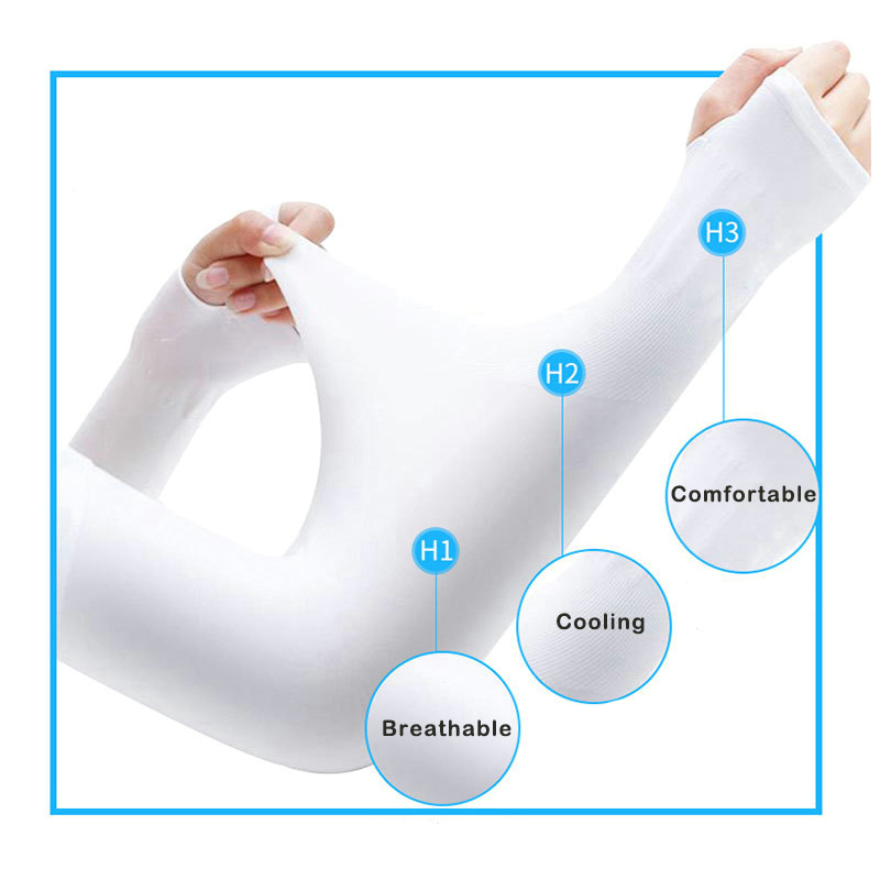 UV Sun Protection Arm Sleeves Cooling Sleeves For Outdoor Sports Basketball Warmers Cuffs Arm Covers Skin Care Gloves Blue One size