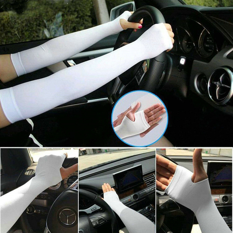 UV Sun Protection Arm Sleeves Cooling Sleeves For Outdoor Sports Basketball Warmers Cuffs Arm Covers Skin Care Gloves Blue One size