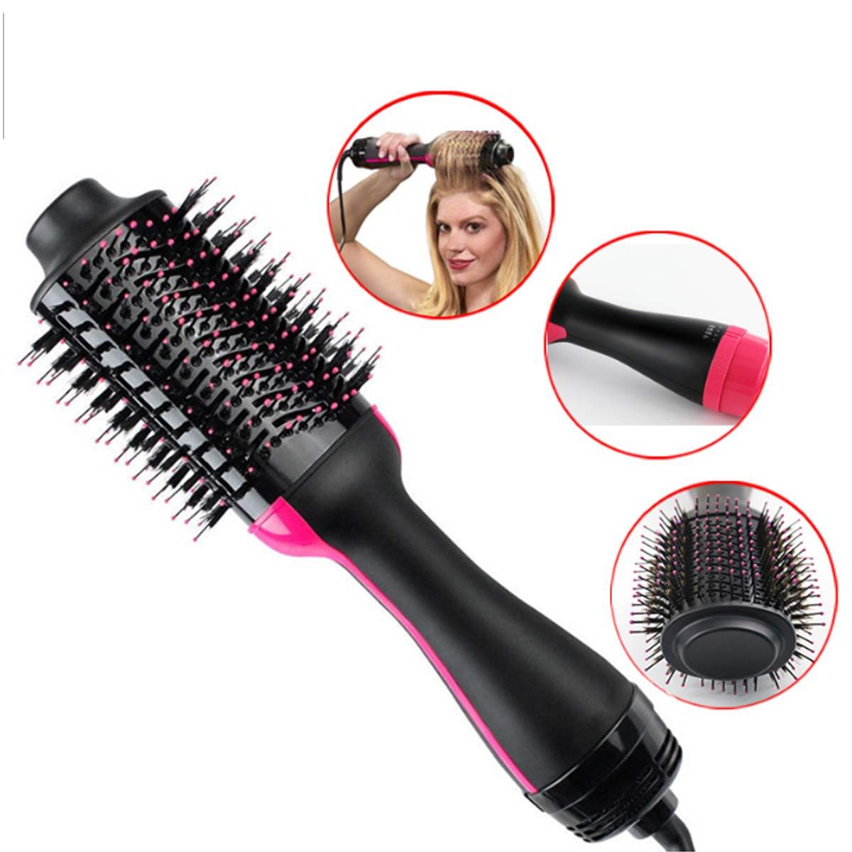 Pro One Step Hair Dryer Hair Comb Brush Volumizer Hair Straightener Hot Air Curling Iron Rotating Hair Rollers Straightening Irons Black One size