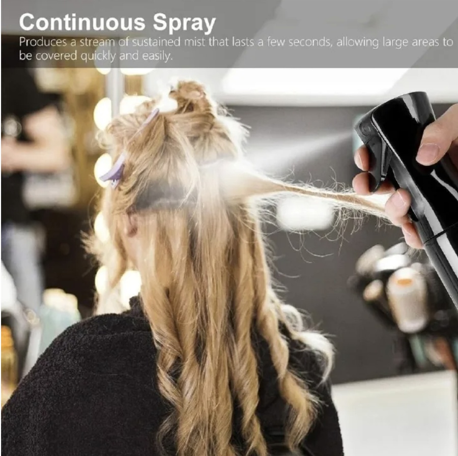 6pcs/Set Portable Spray Refillable Bottles Kit Hair Styling Set Spray Bottle Brush Comb Braiding Tool Rat Tail Comb Edge Control Brush Mist Sprayer For Hair Styling Cleaning Black 6pcs/set