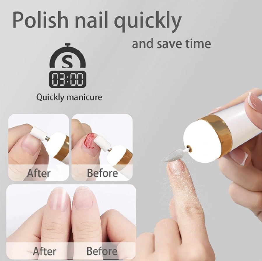 Electric Nail Drill Machine Nail Grinder Polishing Machine Portable Mini Electric Manicure Art Pen Tools For Gel Removal 1 Set Pink One set