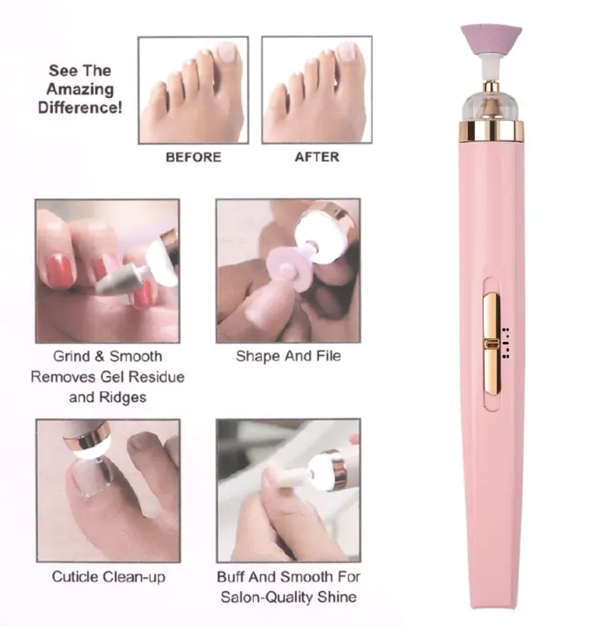 Electric Nail Drill Machine Nail Grinder Polishing Machine Portable Mini Electric Manicure Art Pen Tools For Gel Removal 1 Set Pink One set