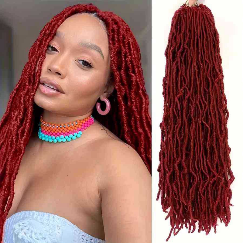 African Dreadlocks Single Weft Synthetic Hair Extension Soft Faux Locs Crochet Hair Pre-Looped Braiding Hair 1B# 14 inch