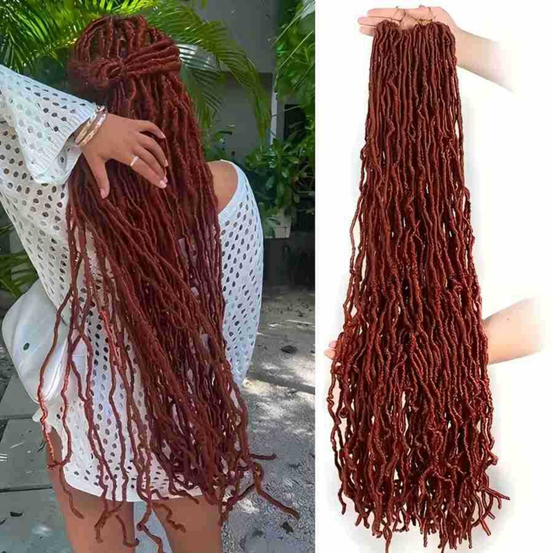 African Dreadlocks Single Weft Synthetic Hair Extension Soft Faux Locs Crochet Hair Pre-Looped Braiding Hair 1B# 14 inch