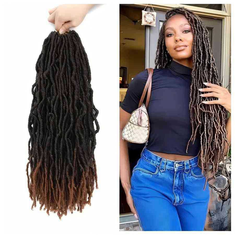 African Dreadlocks Single Weft Synthetic Hair Extension Soft Faux Locs Crochet Hair Pre-Looped Braiding Hair 1B# 14 inch