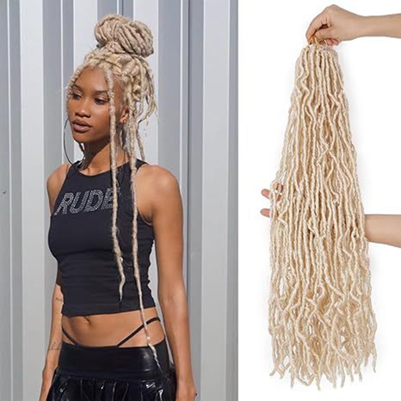 African Dreadlocks Single Weft Synthetic Hair Extension Soft Faux Locs Crochet Hair Pre-Looped Braiding Hair 1B# 14 inch