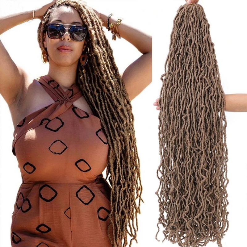 African Dreadlocks Single Weft Synthetic Hair Extension Soft Faux Locs Crochet Hair Pre-Looped Braiding Hair 1B# 14 inch
