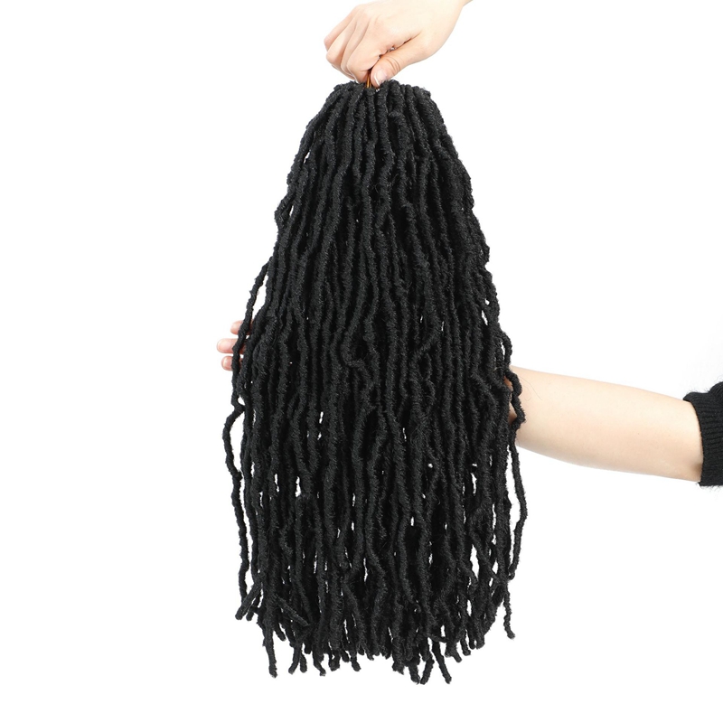 African Dreadlocks Single Weft Synthetic Hair Extension Soft Faux Locs Crochet Hair Pre-Looped Braiding Hair 1B# 14 inch