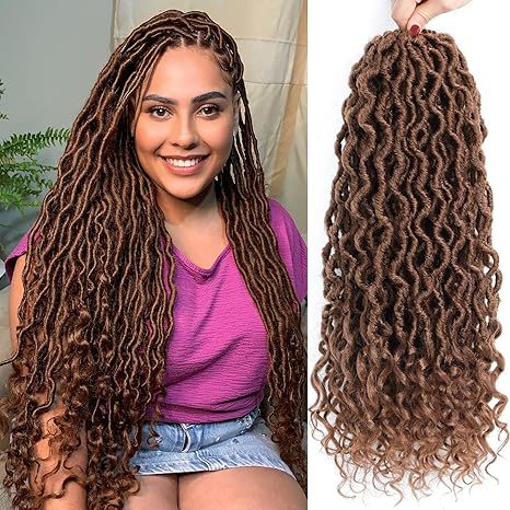 Multi Pre Looped River Locs Ombre Synthetic Crochet Braids Boho Goddess Faux Locs Hair Extensions 1B# 10 inch