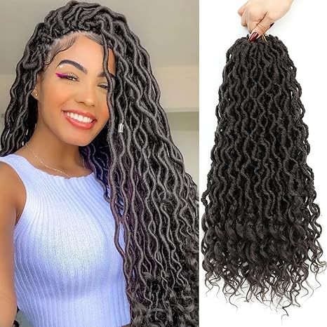 Multi Pre Looped River Locs Ombre Synthetic Crochet Braids Boho Goddess Faux Locs Hair Extensions 1B# 10 inch