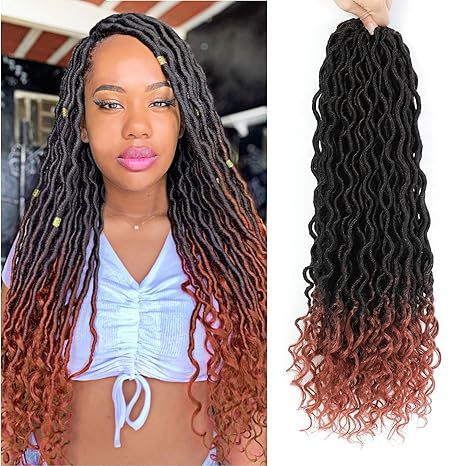 Multi Pre Looped River Locs Ombre Synthetic Crochet Braids Boho Goddess Faux Locs Hair Extensions 1B# 10 inch