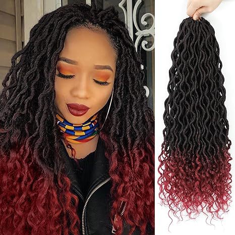 Multi Pre Looped River Locs Ombre Synthetic Crochet Braids Boho Goddess Faux Locs Hair Extensions 1B# 10 inch