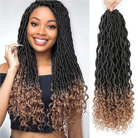 Multi Pre Looped River Locs Ombre Synthetic Crochet Braids Boho Goddess Faux Locs Hair Extensions 1B# 10 inch