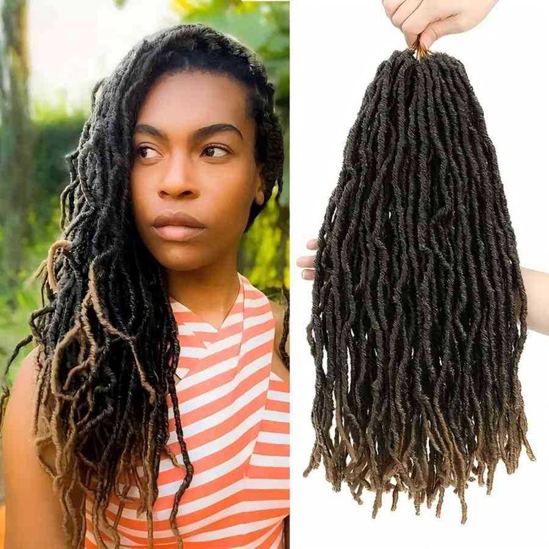 African Dreadlocks Single Weft Synthetic Hair Extension Soft Faux Locs Crochet Hair Pre-Looped Braiding Hair 1B# 14 inch