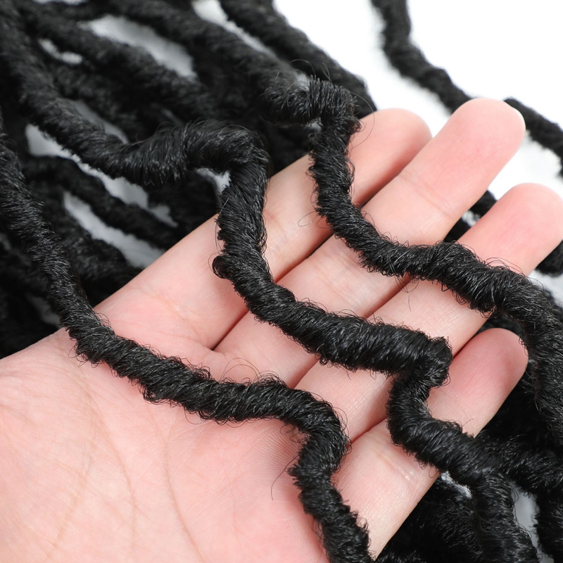 African Dreadlocks Single Weft Synthetic Hair Extension Soft Faux Locs Crochet Hair Pre-Looped Braiding Hair 1B# 14 inch