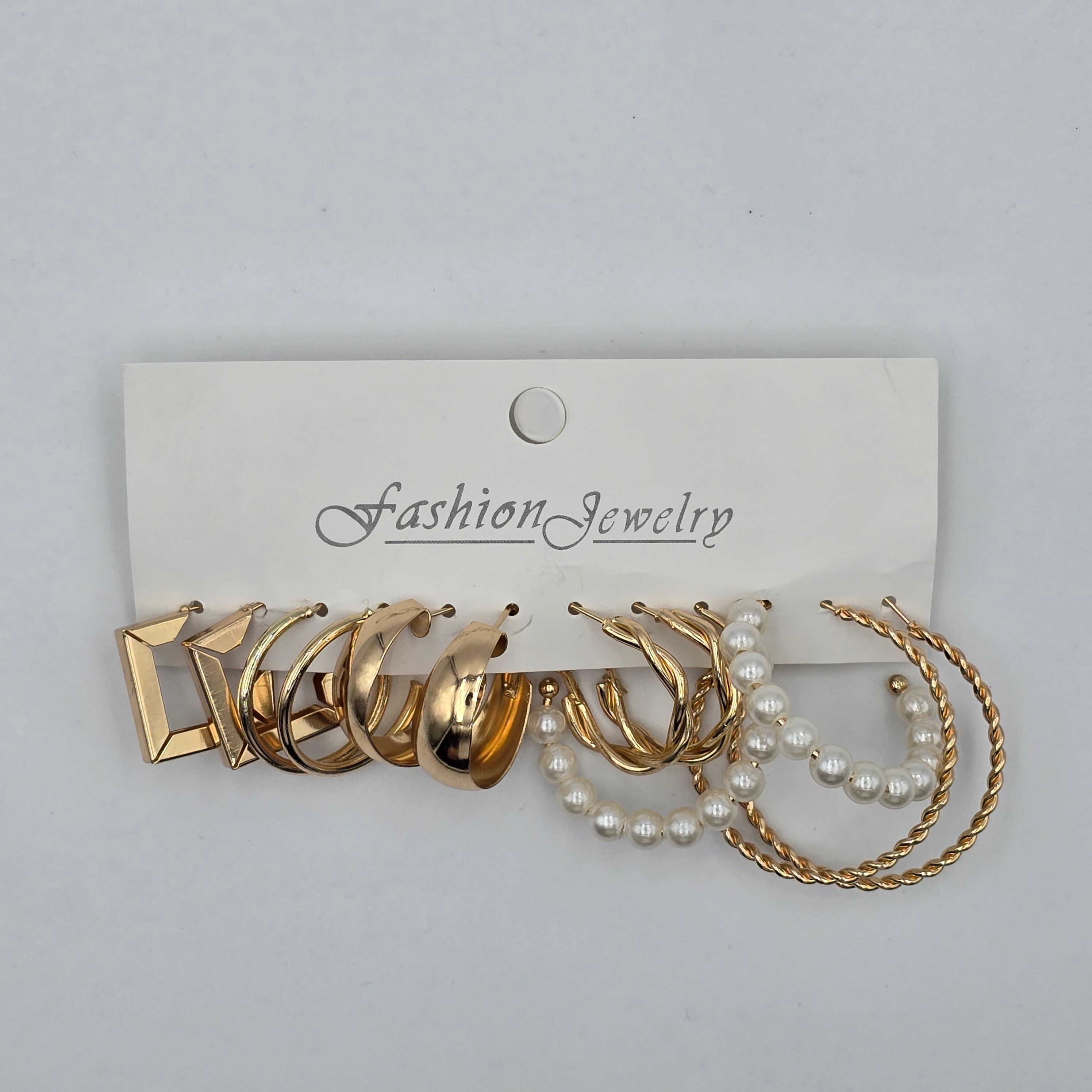 12Pairs/ 24 Pcs Gold Hoop Dangle Stud Earring Set of 6 Stunning Jewelry