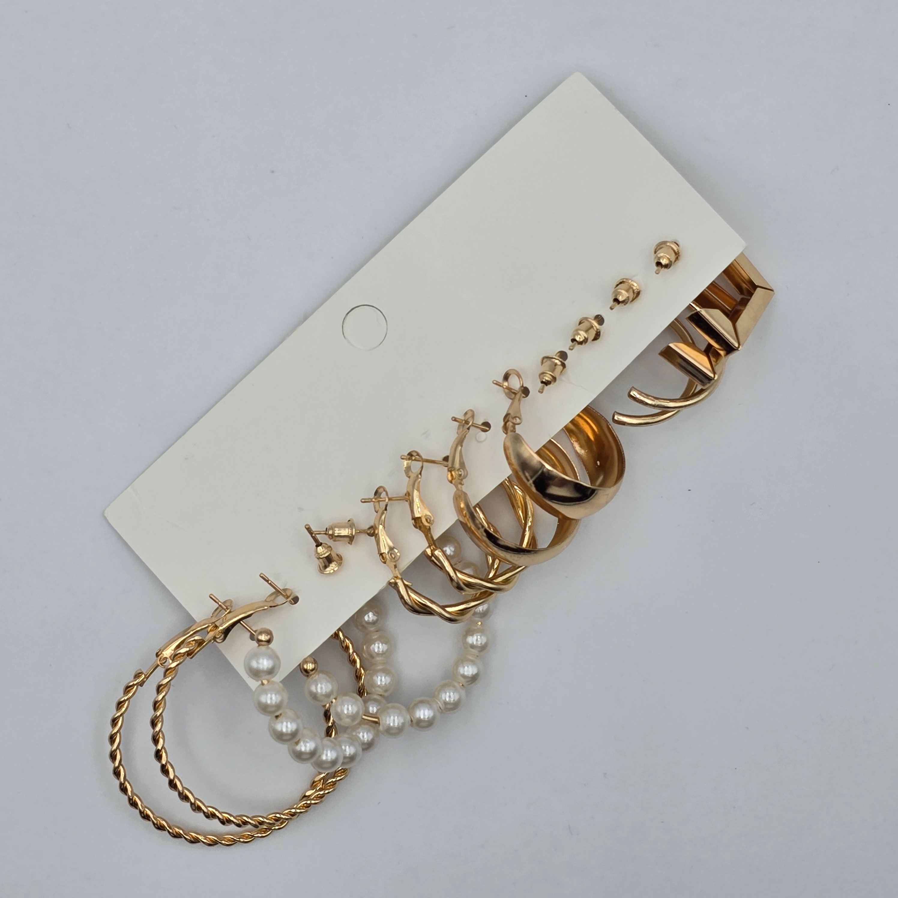 12Pairs/ 24 Pcs Gold Hoop Dangle Stud Earring Set of 6 Stunning Jewelry