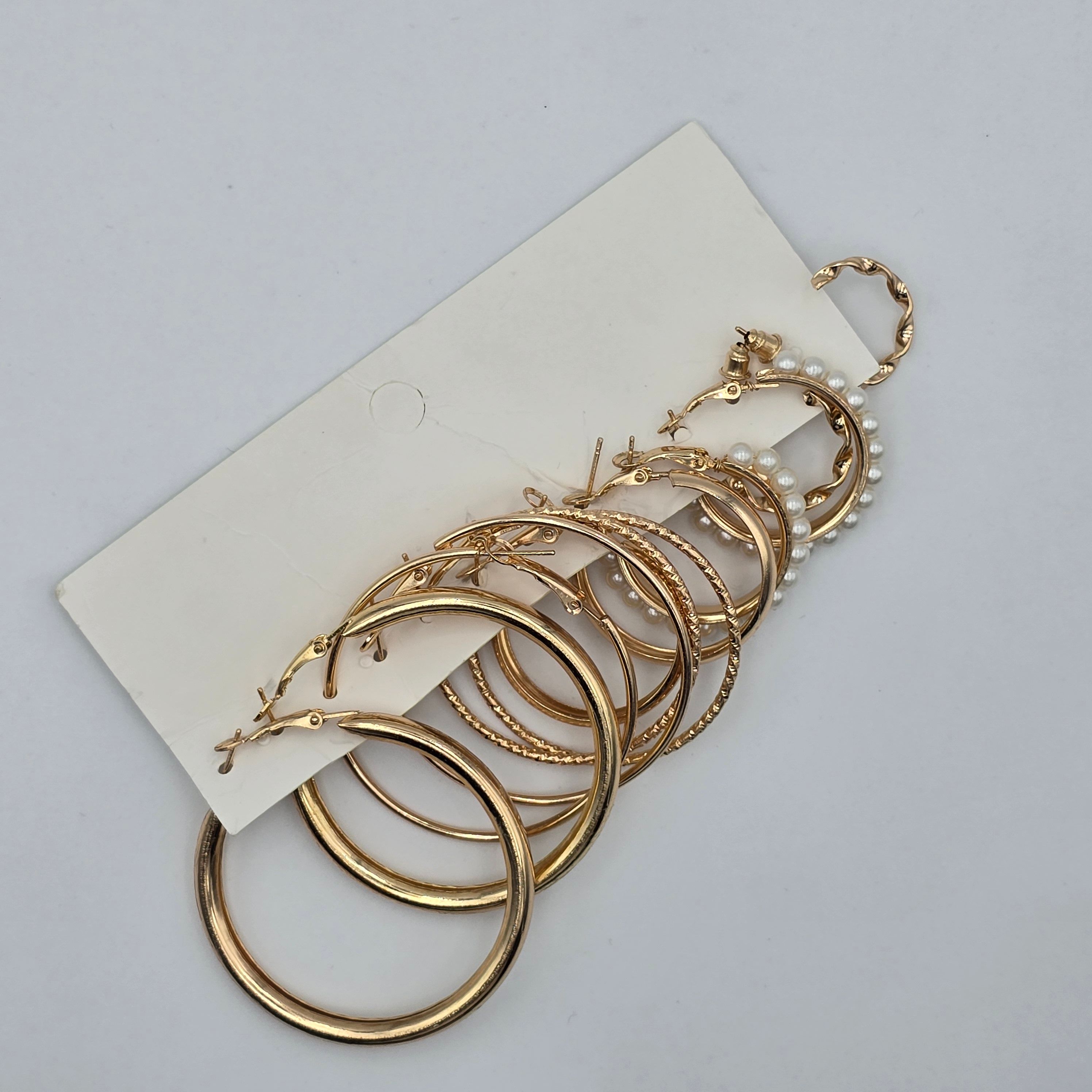 12Pairs/ 24 Pcs Gold Hoop Dangle Stud Earring Set of 6 Stunning Jewelry
