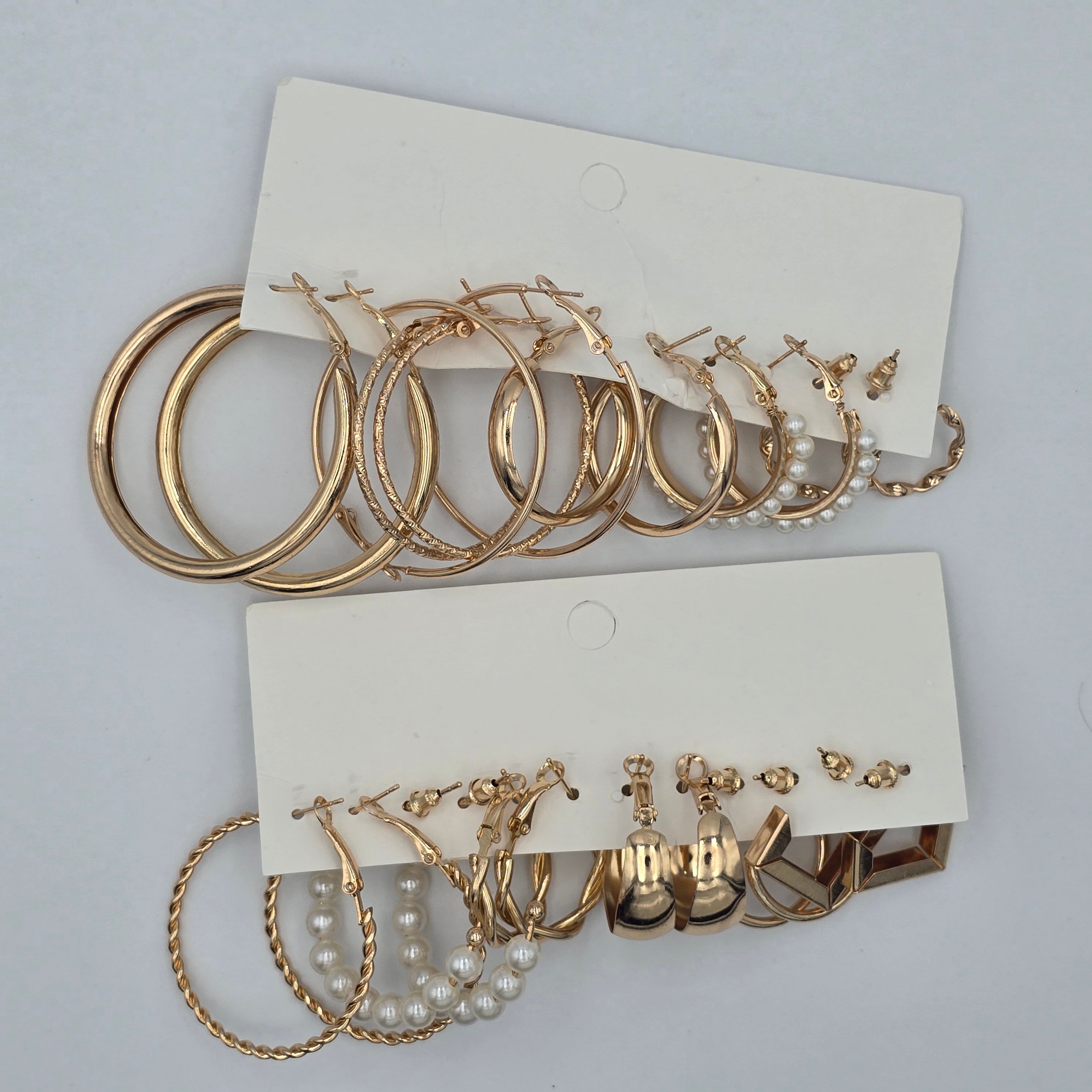 12Pairs/ 24 Pcs Gold Hoop Dangle Stud Earring Set of 6 Stunning Jewelry