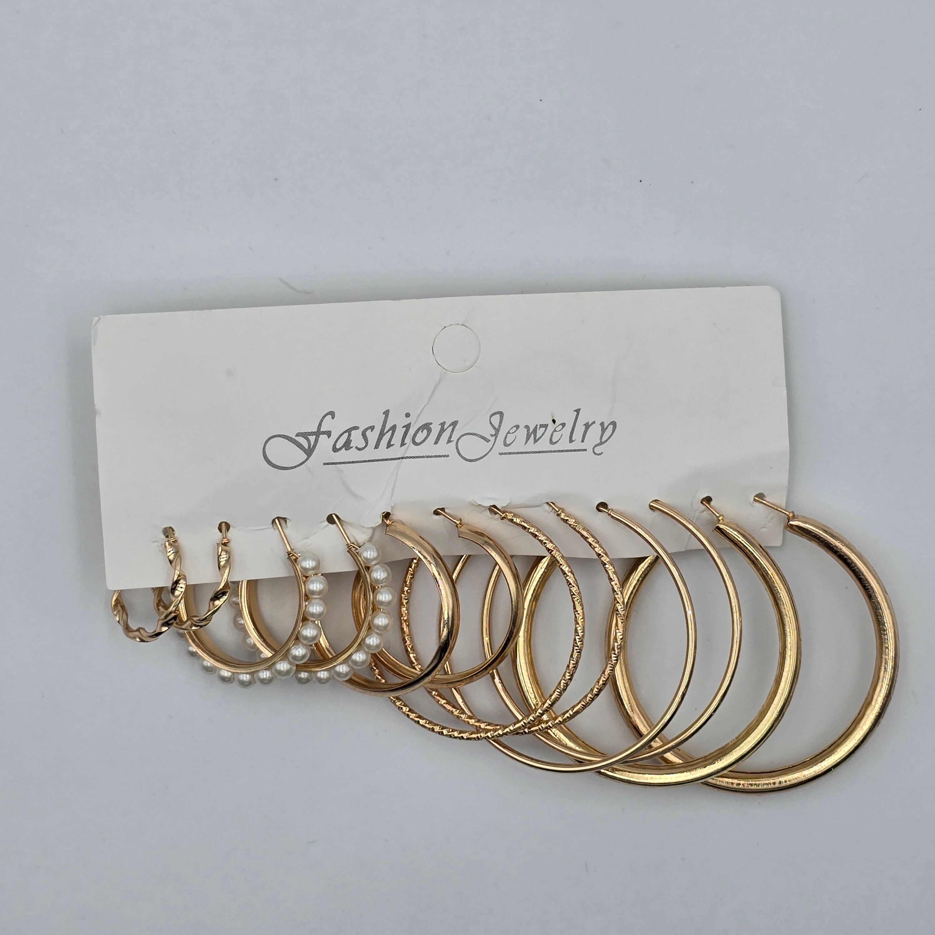 12Pairs/ 24 Pcs Gold Hoop Dangle Stud Earring Set of 6 Stunning Jewelry