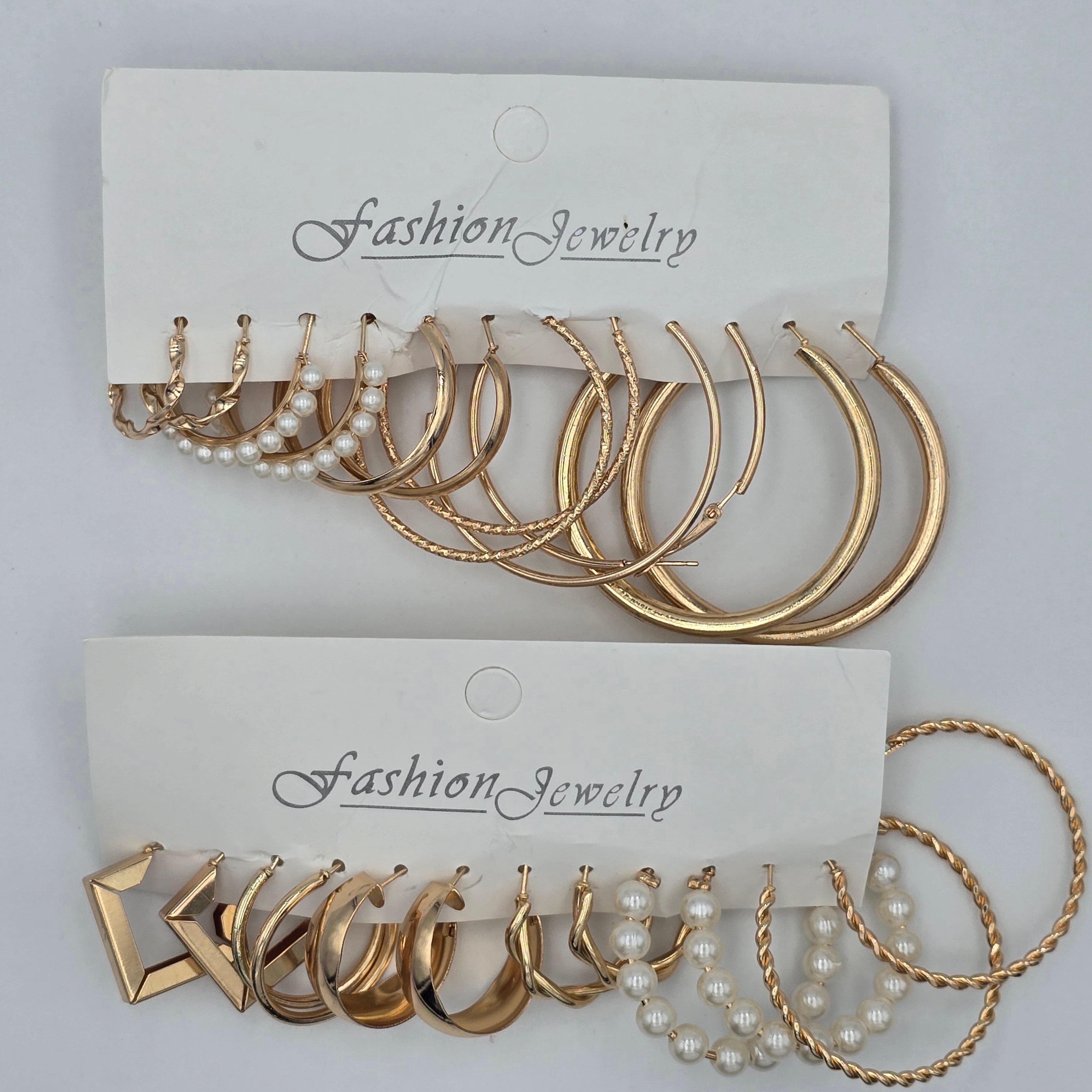 12Pairs/ 24 Pcs Gold Hoop Dangle Stud Earring Set of 6 Stunning Jewelry