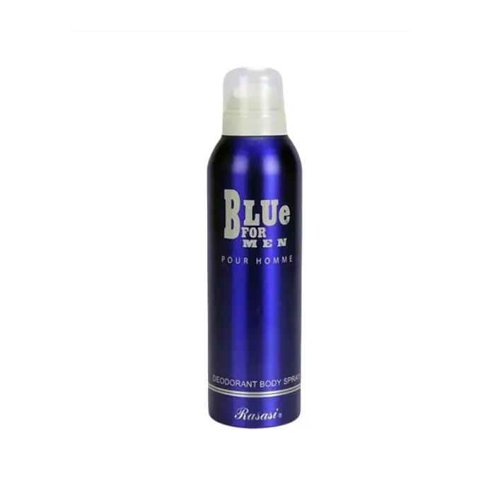 Rasasi Blue For Men Deo Spray Blue Deodorant Body Spray with elegant fragrance for those seeking an extra vigour in daily life..