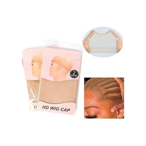 4 pcs HD wig cap Thin Transparent Lace Front elastic Wig cap Skin like Nude Caps
